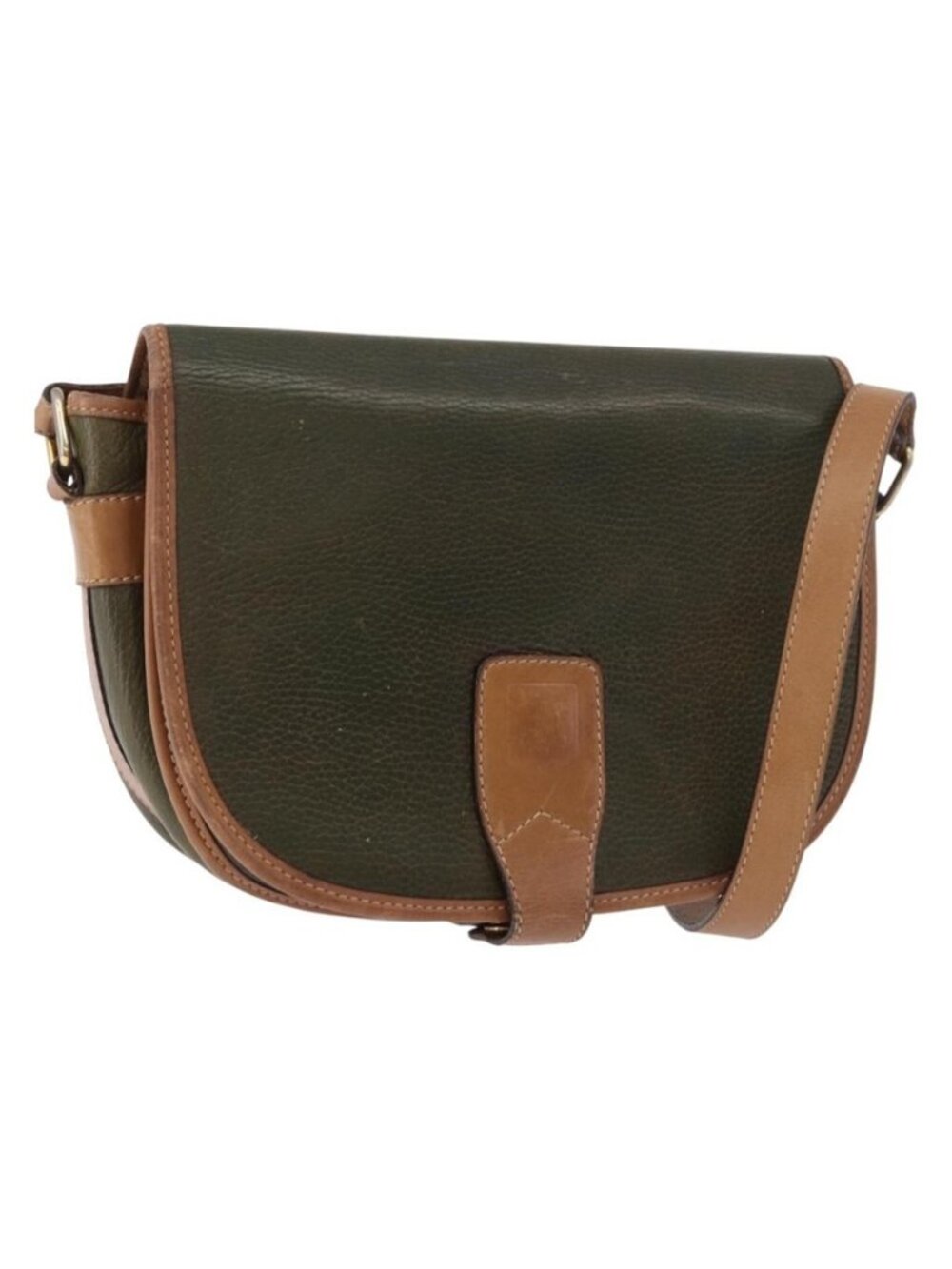 Authentic CELINE Shoulder Bag Leather Green Gold